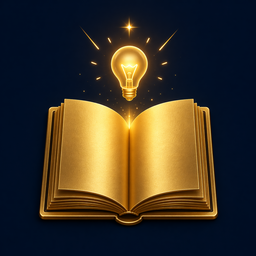 Enlighten Me app icon — a gold book with a glowing idea